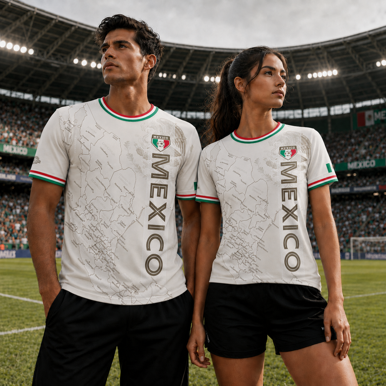 Beige Mexico Soccer Jersey with Map Inspired Design For Men, For Women