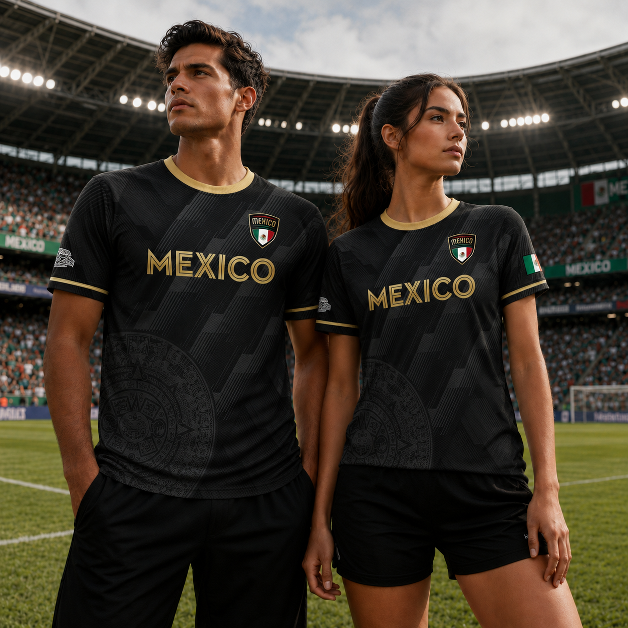 Mexico Soccer Jersey Black Style with Subtle Aztec Design For Men, For Women