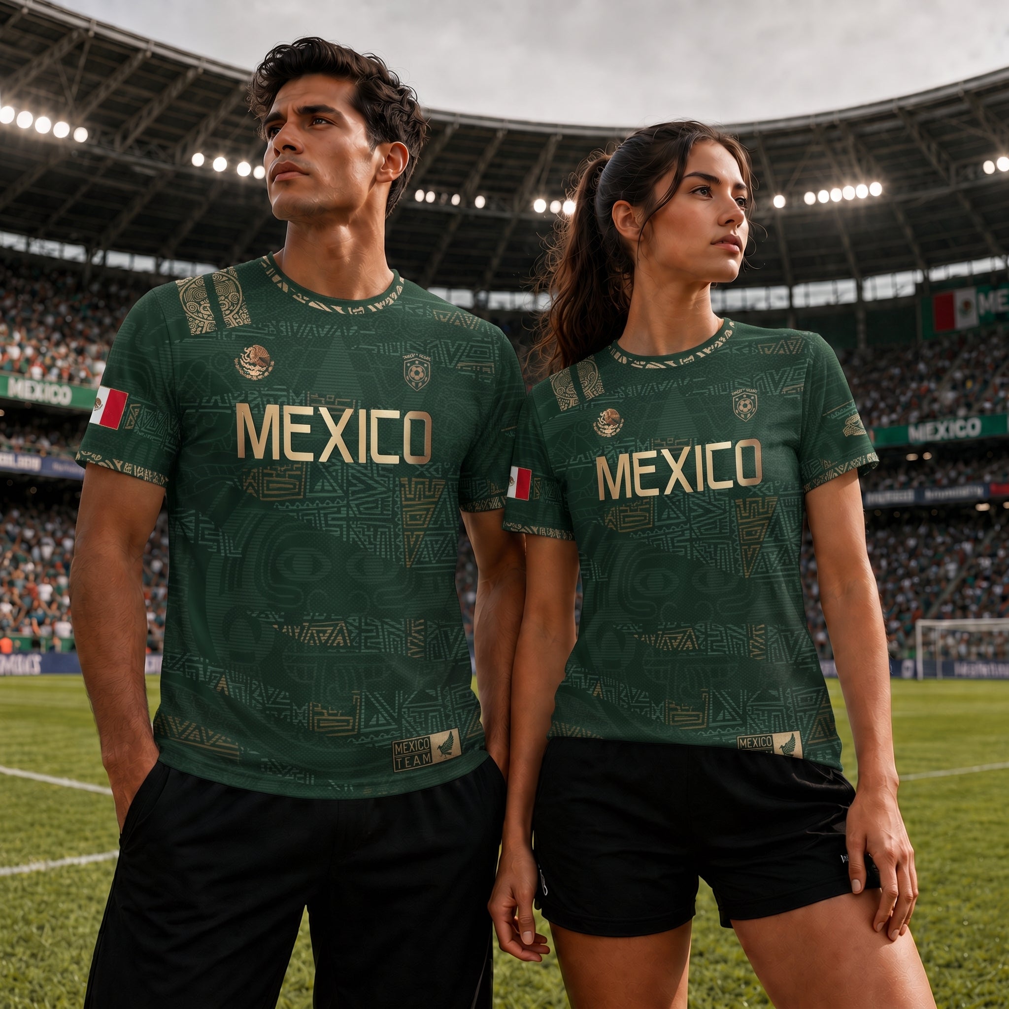 Mexico Green Gold Aztec Heritage Soccer Jersey For Men, For Women
