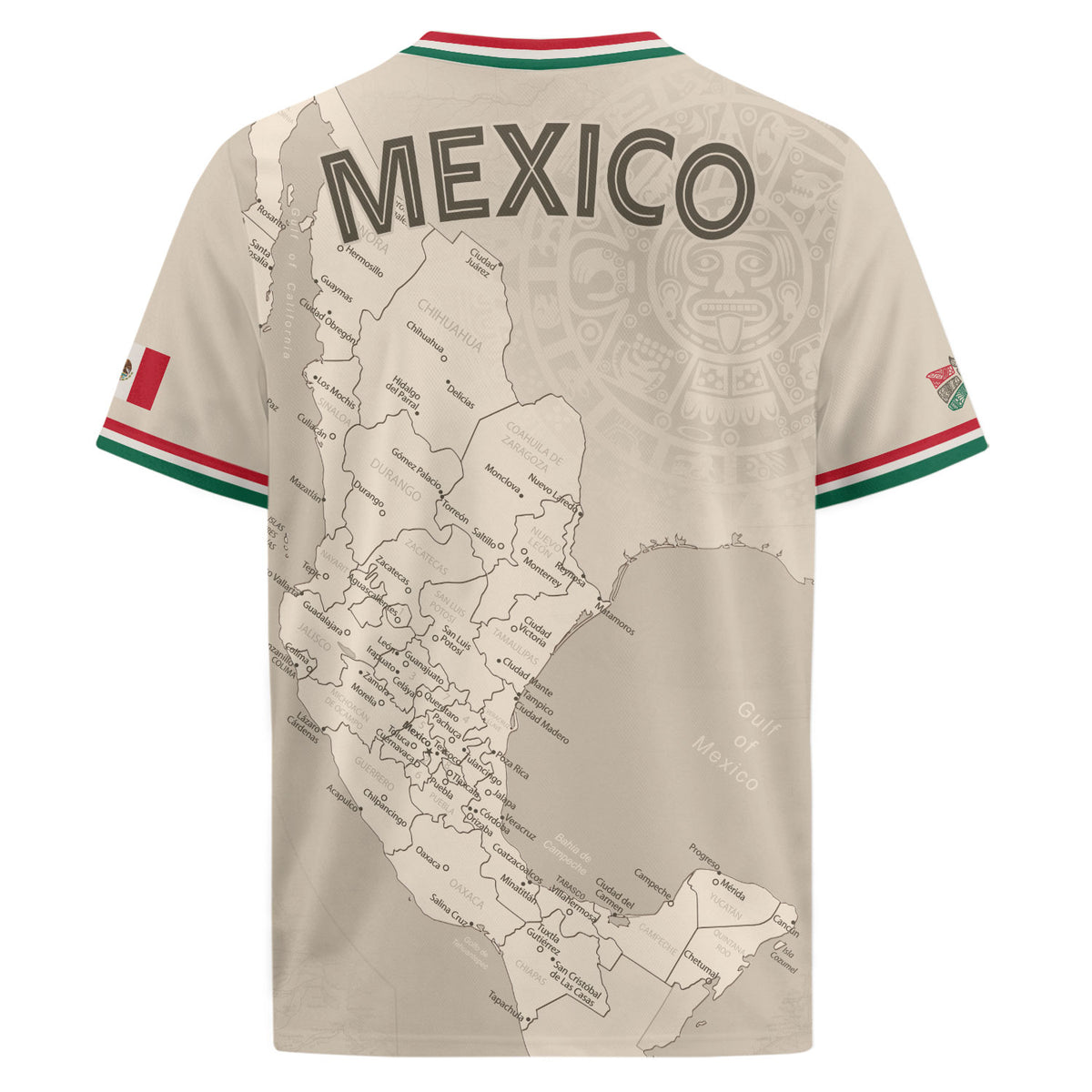 Beige Mexico Soccer Jersey with Map Inspired Design For Men, For Women