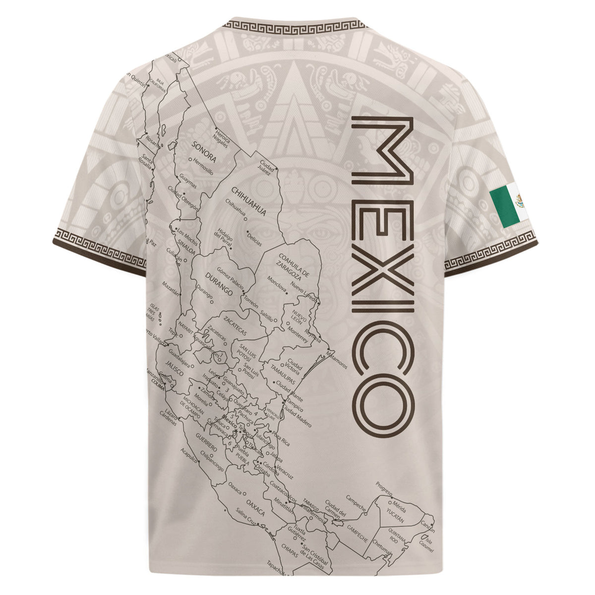 Camiseta de fútbol premium con emblema de águila azteca verde y dorado de México