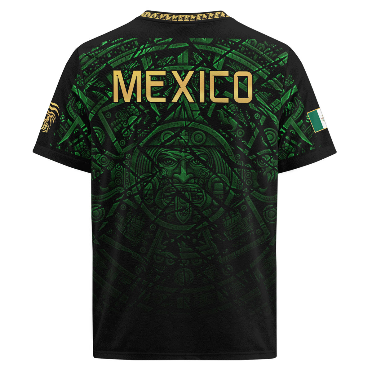 Mexico Soccer Jersey Green Black Aztec Sun Stone - Mexico Fan Heritage Style Shirt For Men, For Women