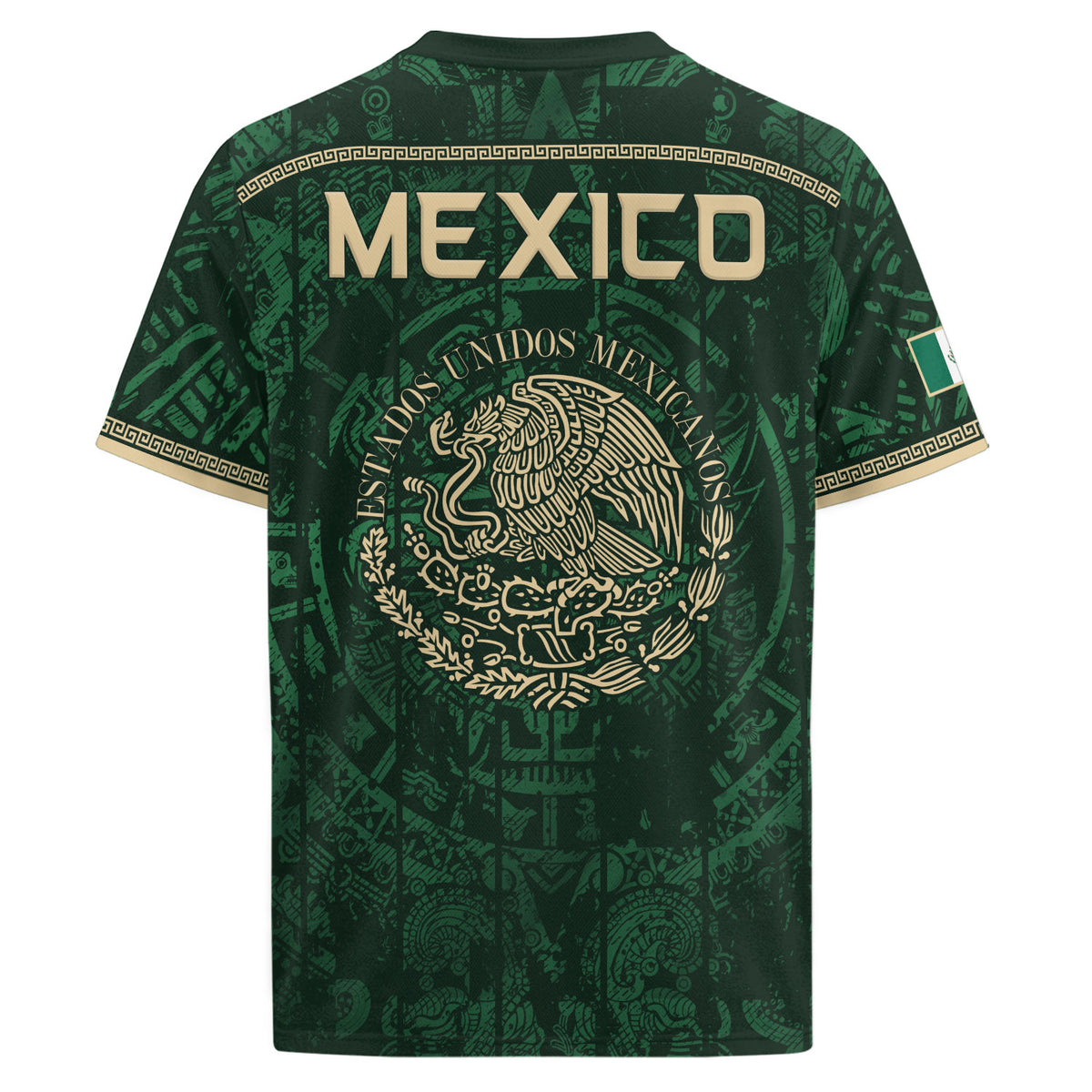 Mexico Soccer Jersey Green Eagle Crest - Aztec Sun Stone Heritage Fan Football Men Shirt