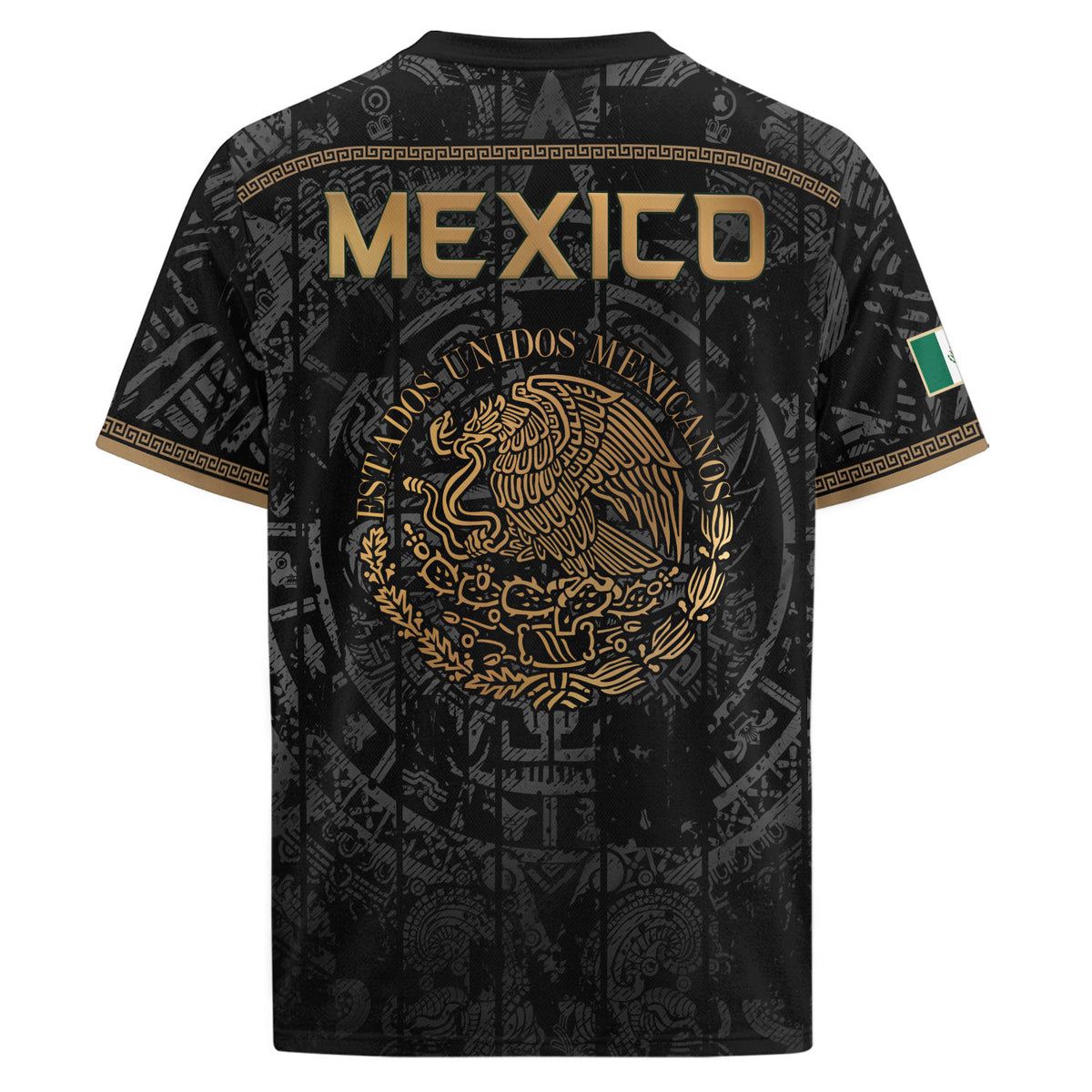 Mexico Soccer Jersey Black Eagle Crest - Aztec Sun Stone Heritage Fan Football Shirt