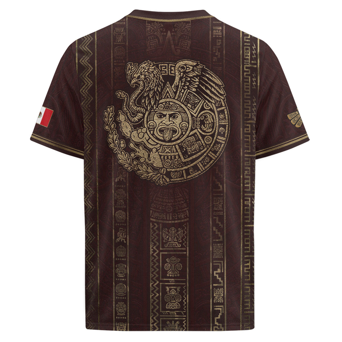 Camiseta de fútbol premium con emblema de águila azteca verde y dorado de México