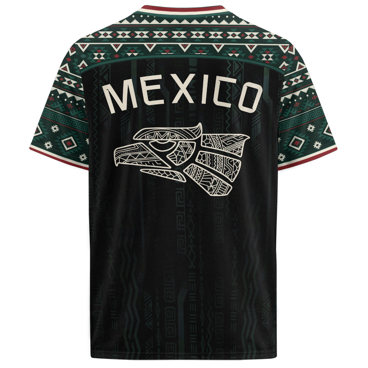 Mexico Soccer Jersey Black Edition V Neck Unisex Shirt Aztec Patterned Football Top