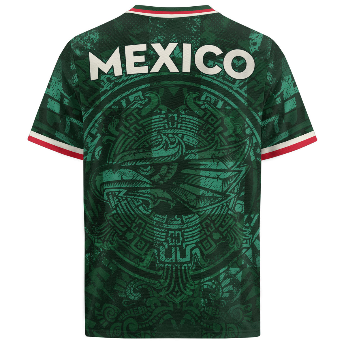 Mexico Soccer Jersey V Neck Unisex Green Shirt Aztec Warrior Eagle Pattern Football Apparel