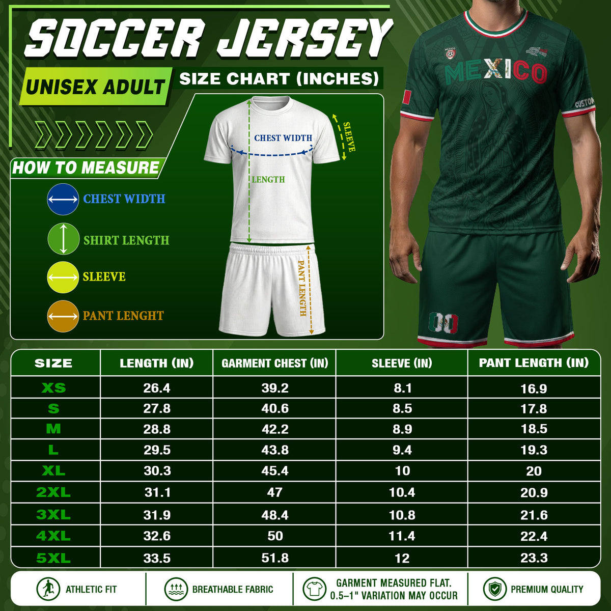 Custom Mexico Green Virgin of Guadalupe Soccer Jersey