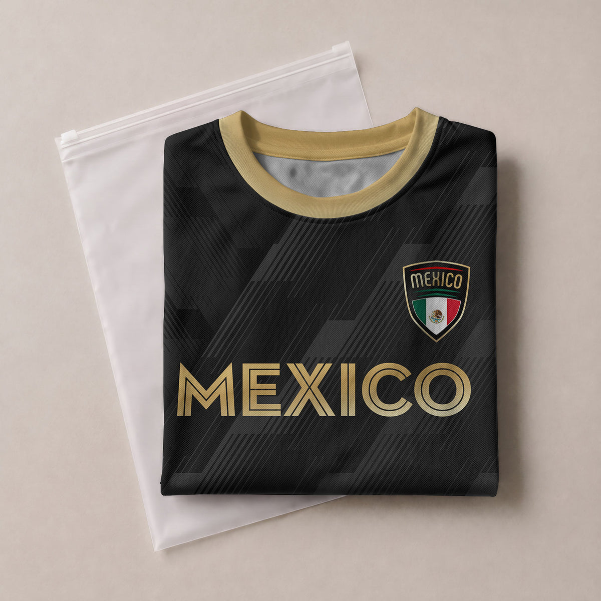 Camiseta de fútbol personalizada de México para niños, diseño clásico negro y dorado