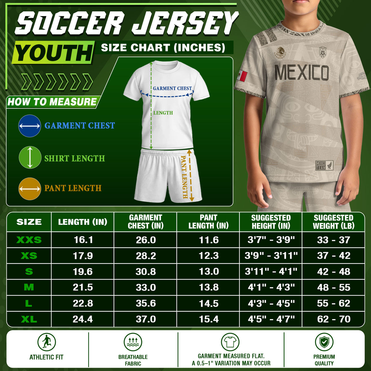 Camiseta de fútbol infantil de México con diseño de águila azteca beige