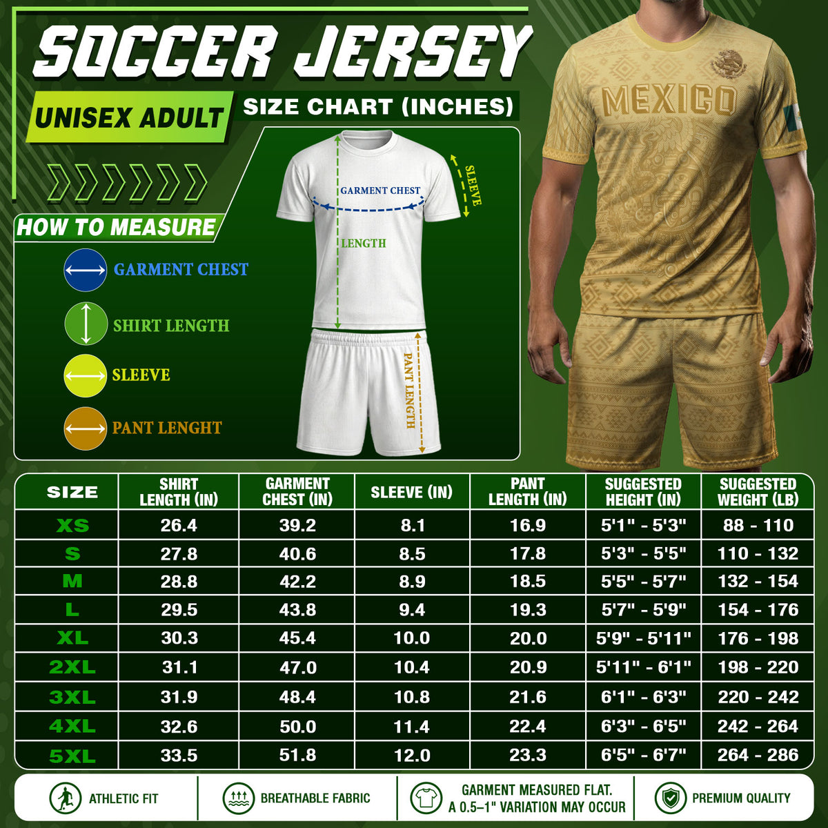 Mexico Heritage Soccer Jersey, Yellow Gold Aztec Calendar Design Sports Jersey for Men