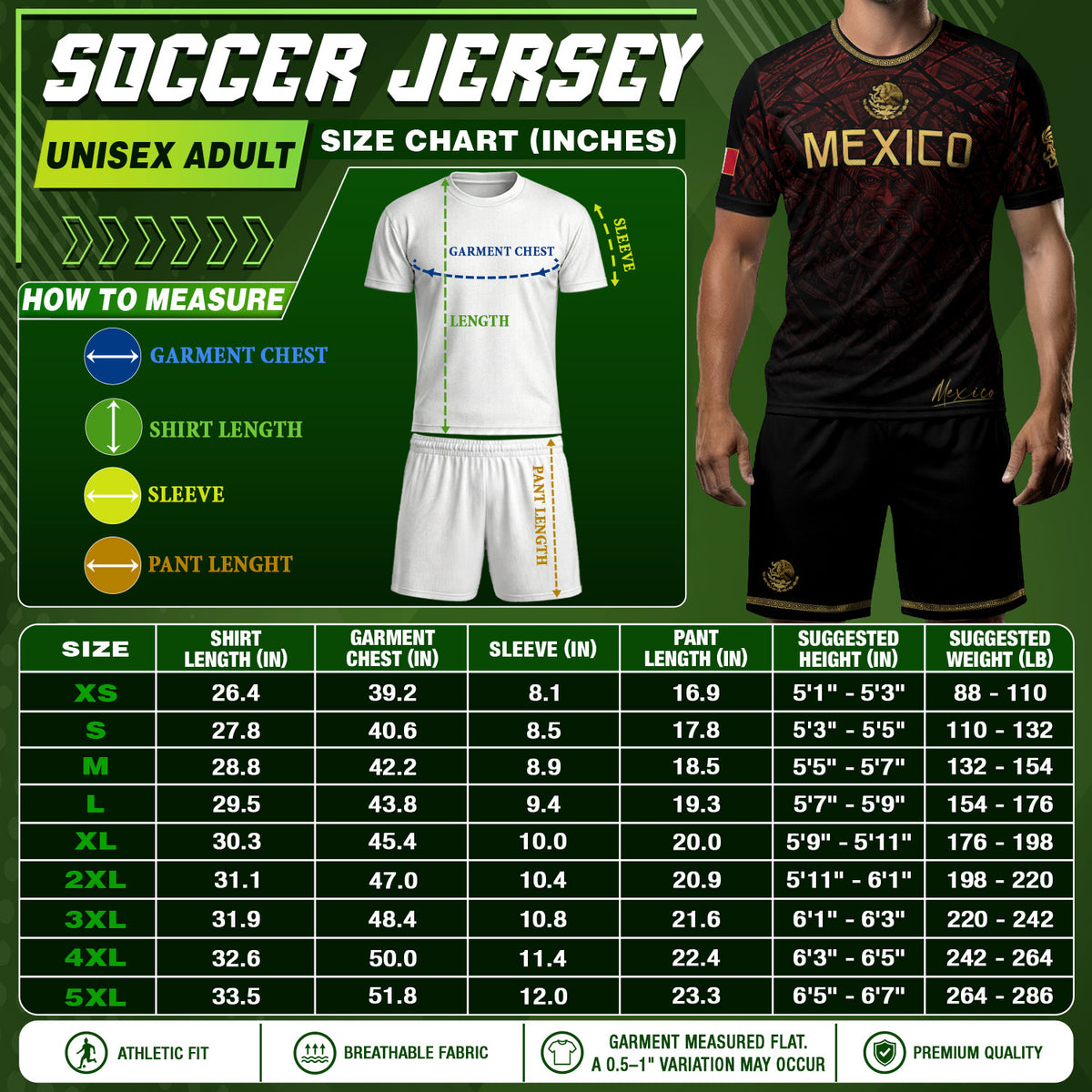 Camiseta de fútbol premium con emblema de águila azteca verde y dorado de México