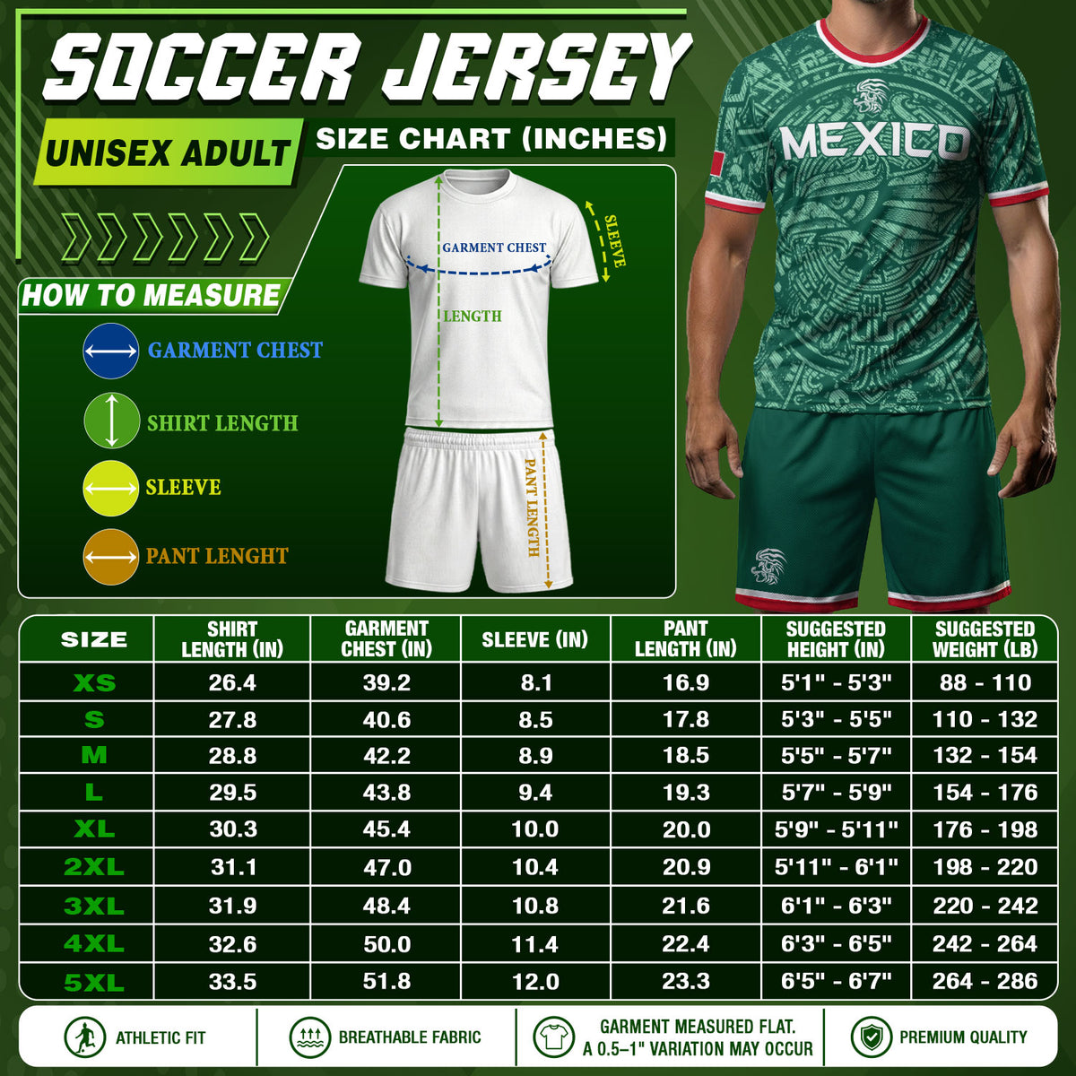 Camiseta de fútbol premium con emblema de águila azteca verde y dorado de México