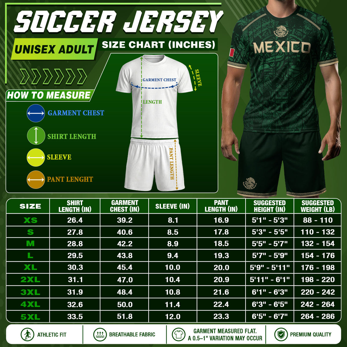 Mexico Soccer Jersey Green Eagle Crest - Aztec Sun Stone Heritage Fan Football Men Shirt