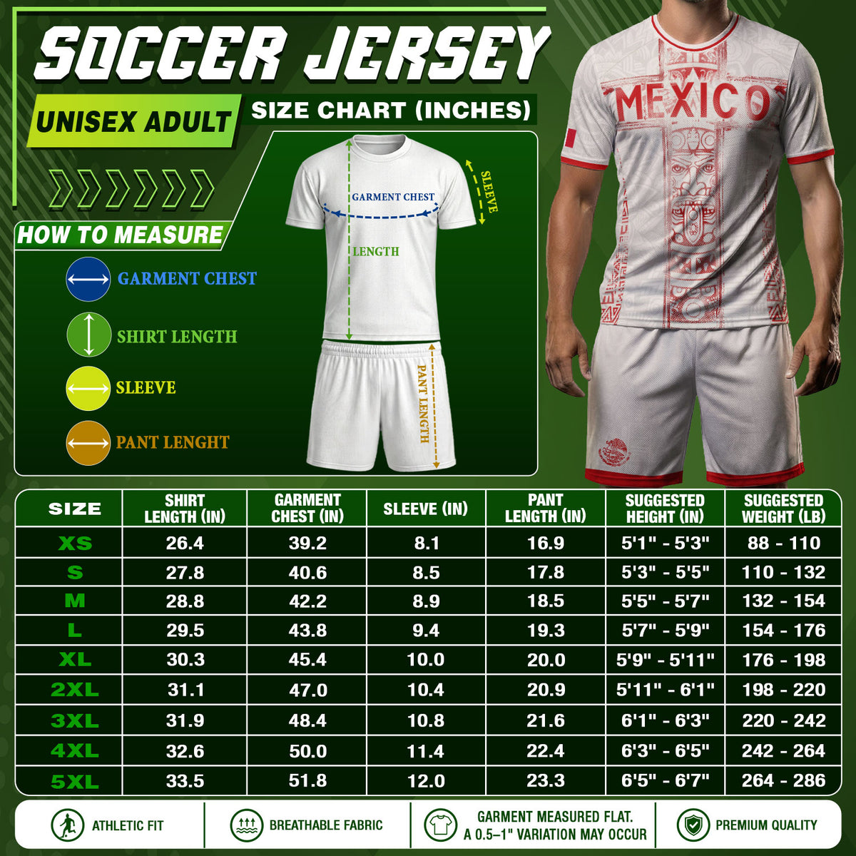 Camiseta de fútbol premium con emblema de águila azteca verde y dorado de México