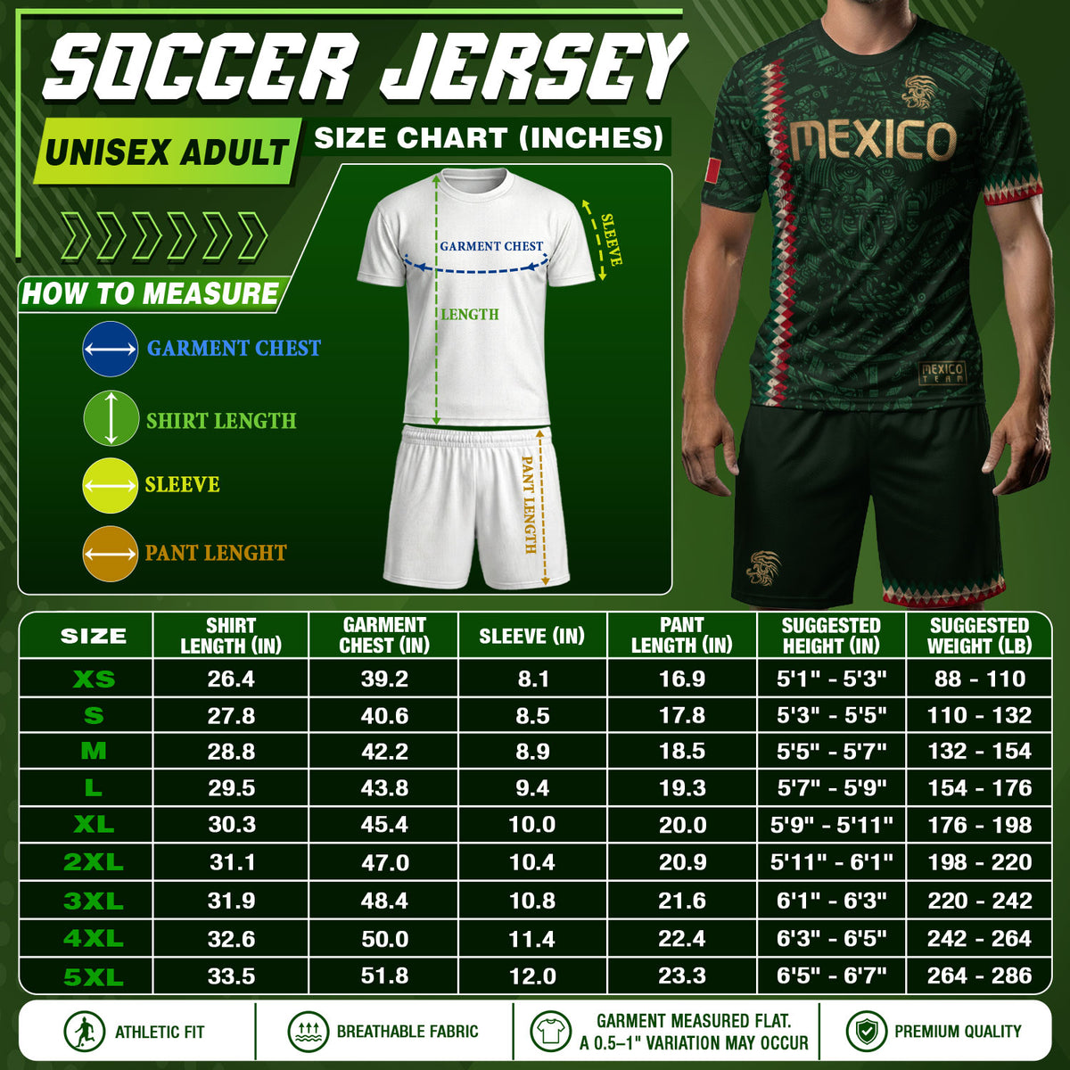 Mexico Soccer Jersey Green Gold Aztec Sun Stone - Mexico National Team Fan Heritage Shirt