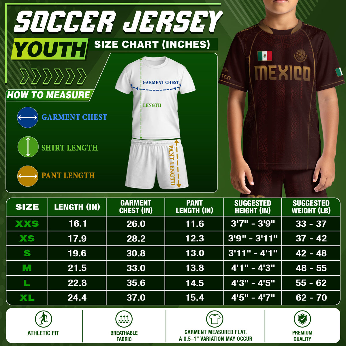 Camiseta de fútbol de México para niños personalizada, diseño de herencia azteca granate