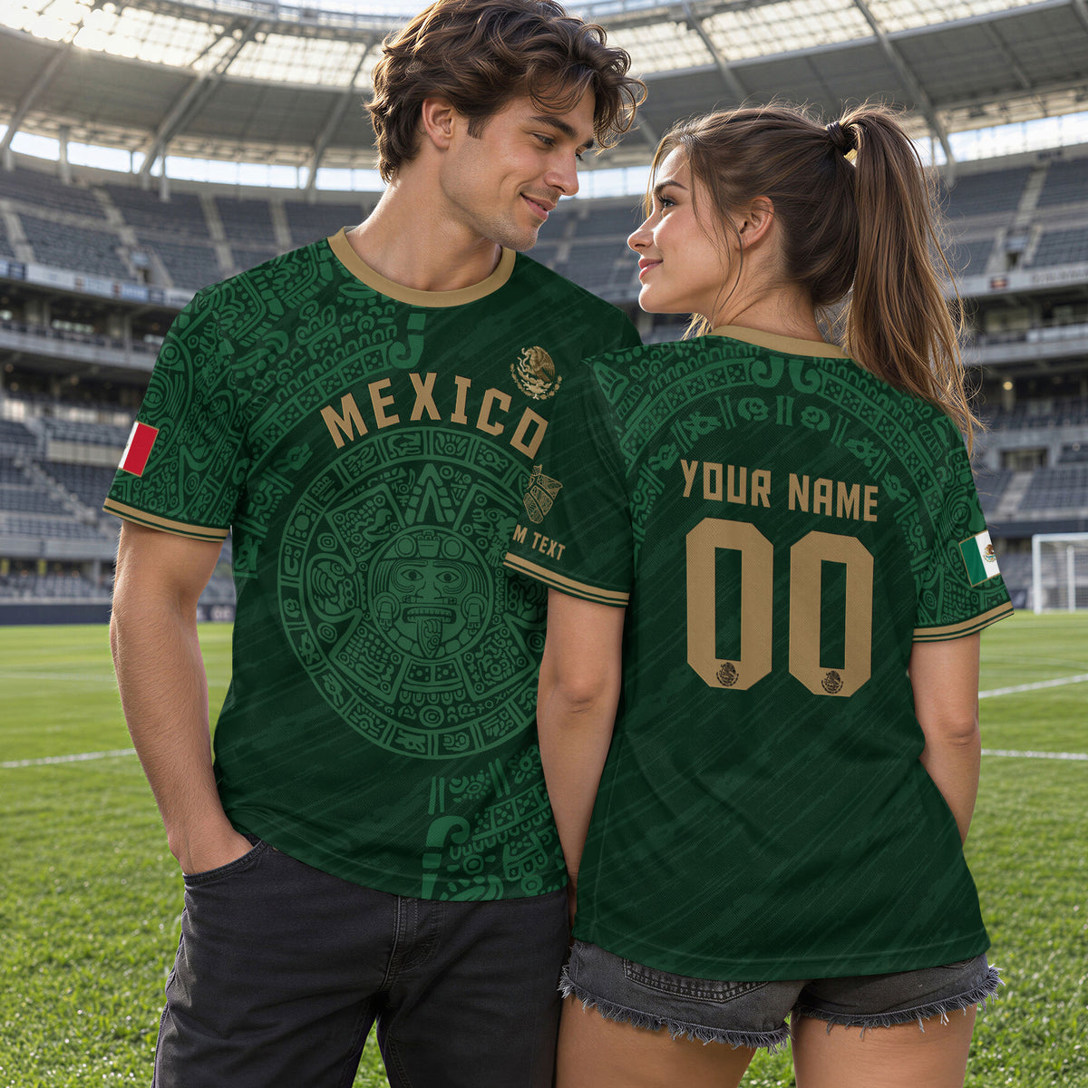 Camiseta de fútbol de México personalizada Calendario Azteca Edición Verde