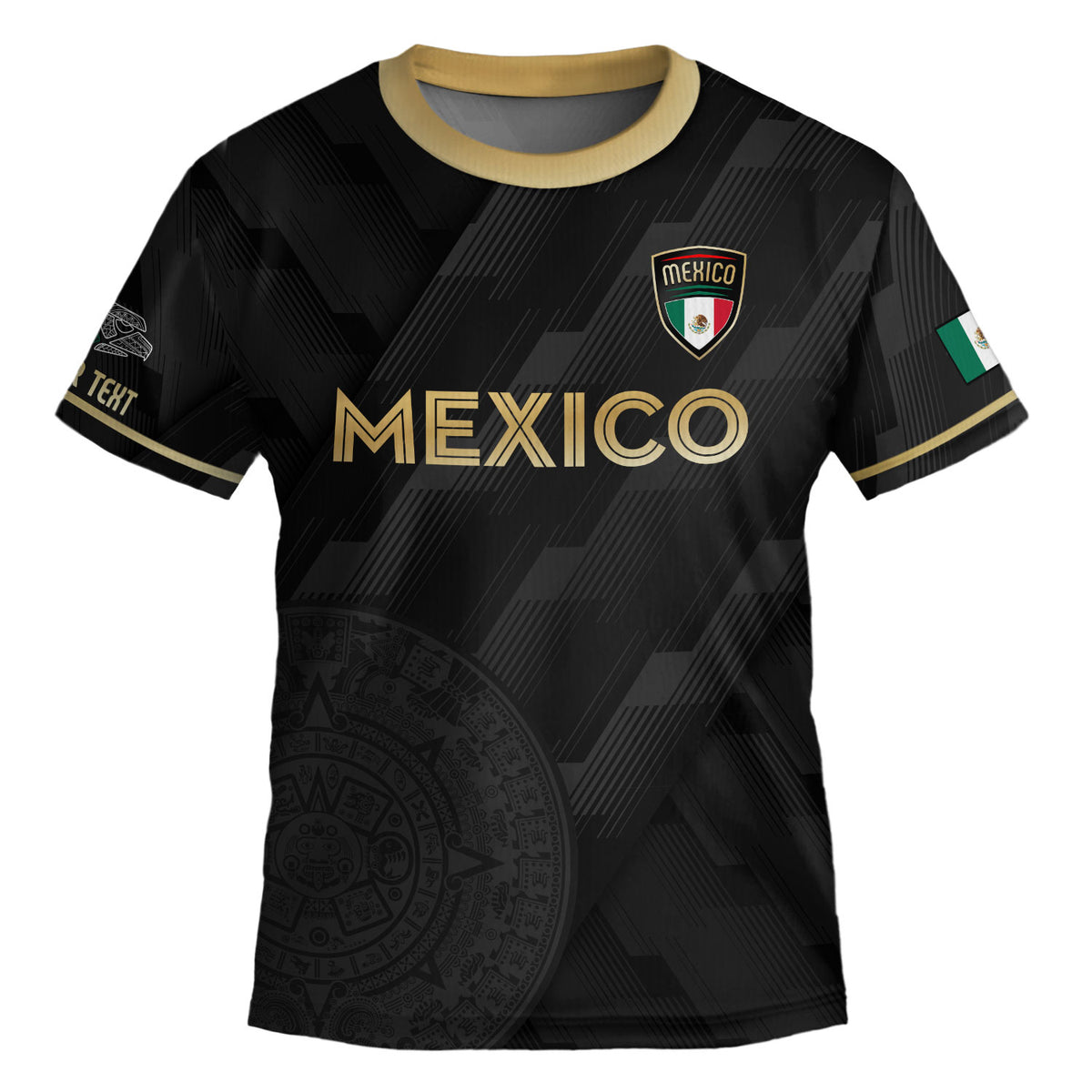 Camiseta de fútbol personalizada de México para niños, diseño clásico negro y dorado
