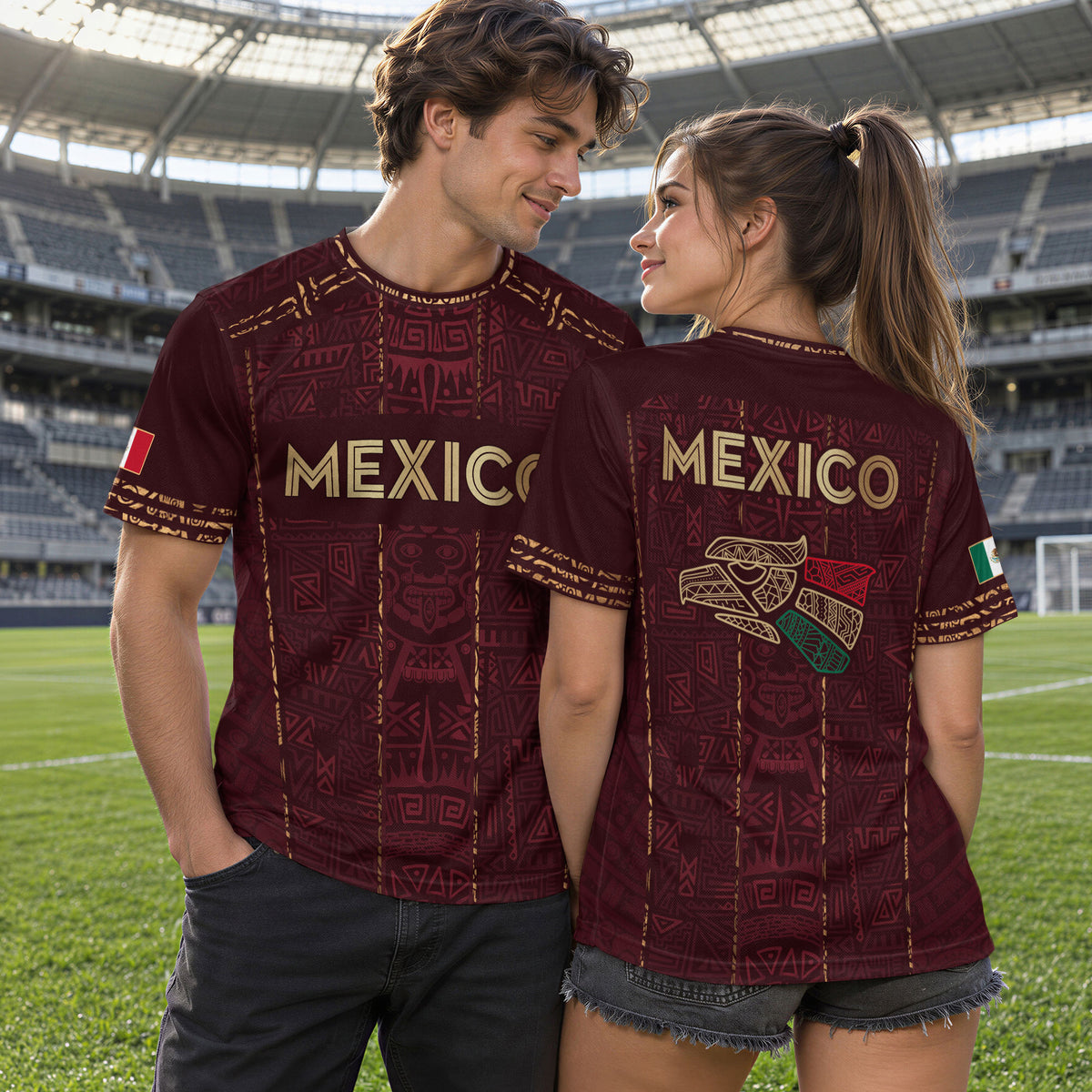 Mexico Soccer Jersey Maroon Aztec Heritage - Mexico National Team Fan Football Shirt