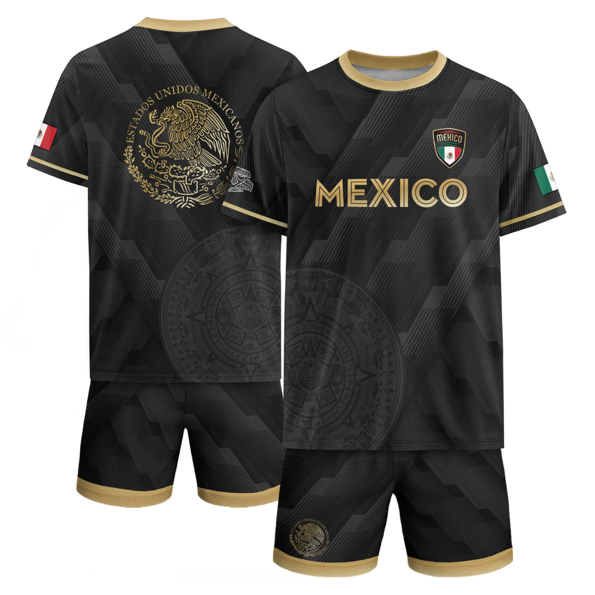 Mexico Soccer Jersey Black Style with Subtle Aztec Design