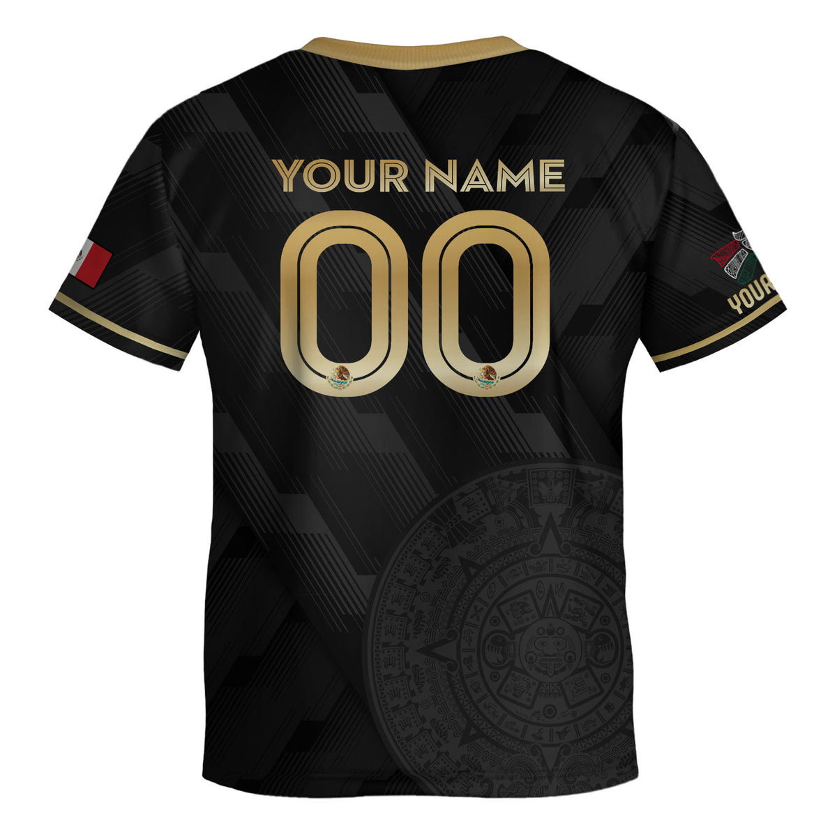 Camiseta de fútbol personalizada de México para niños, diseño clásico negro y dorado