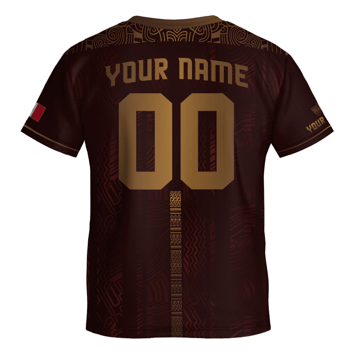 Camiseta de fútbol de México para niños personalizada, diseño de herencia azteca granate
