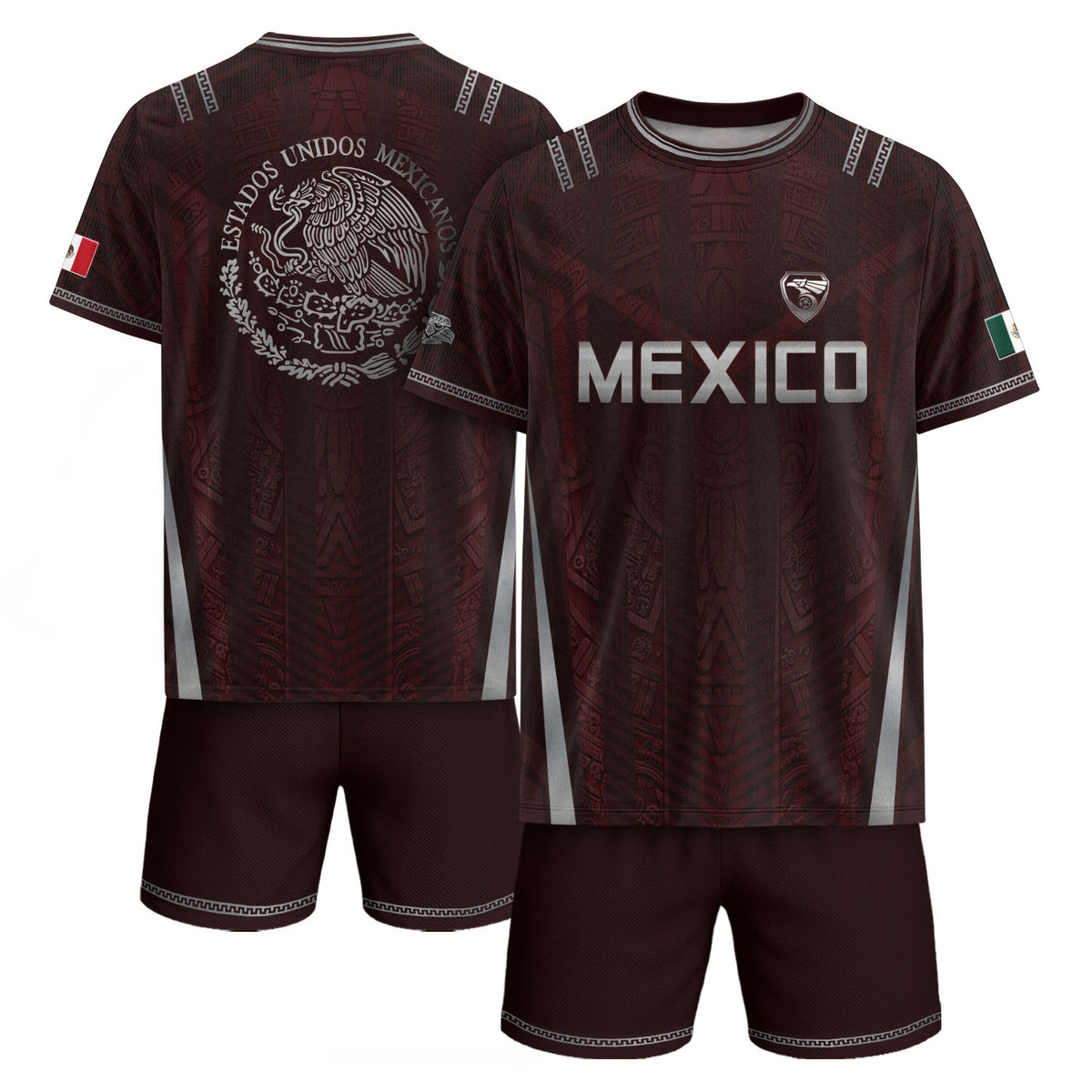 Mexico Soccer Jersey Men Maroon Silver Eagle Football Shirt Retro Fan Apparel