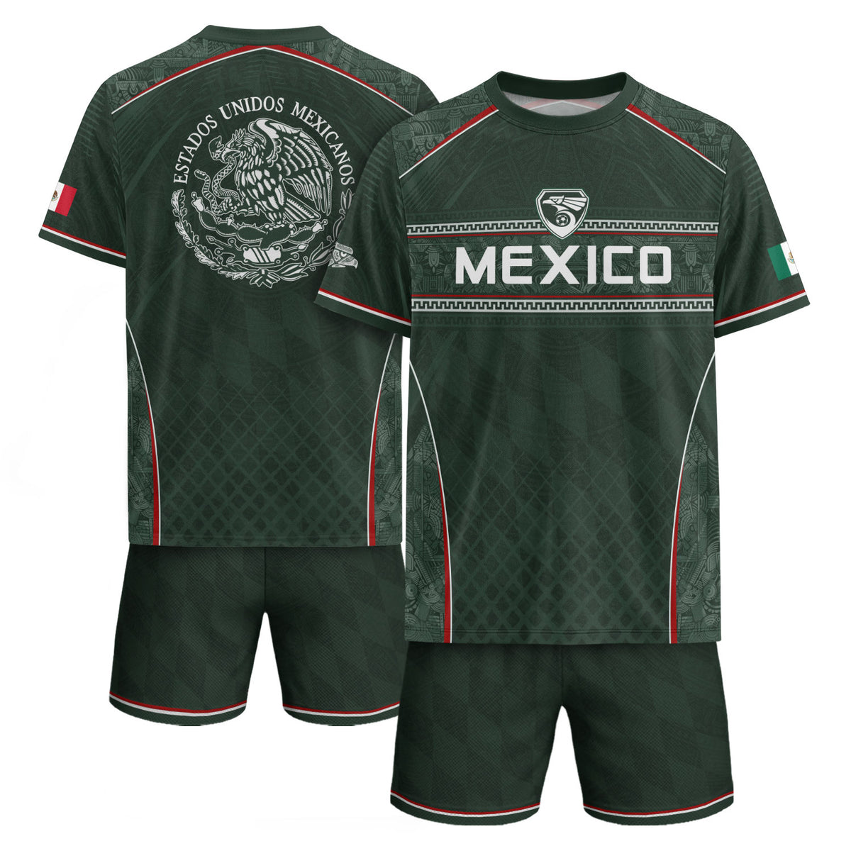 Mexico Soccer Jersey Green National Team Style Football Men Shirt Eagle Crest Fan Tee