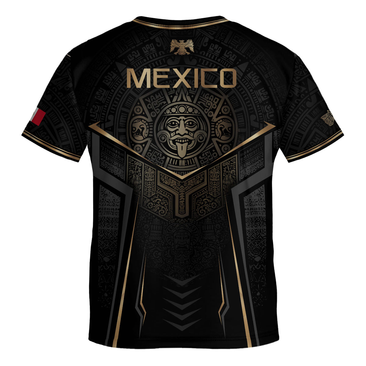 Camiseta de fútbol juvenil con estampado vertical del Águila Dorada Negra de México