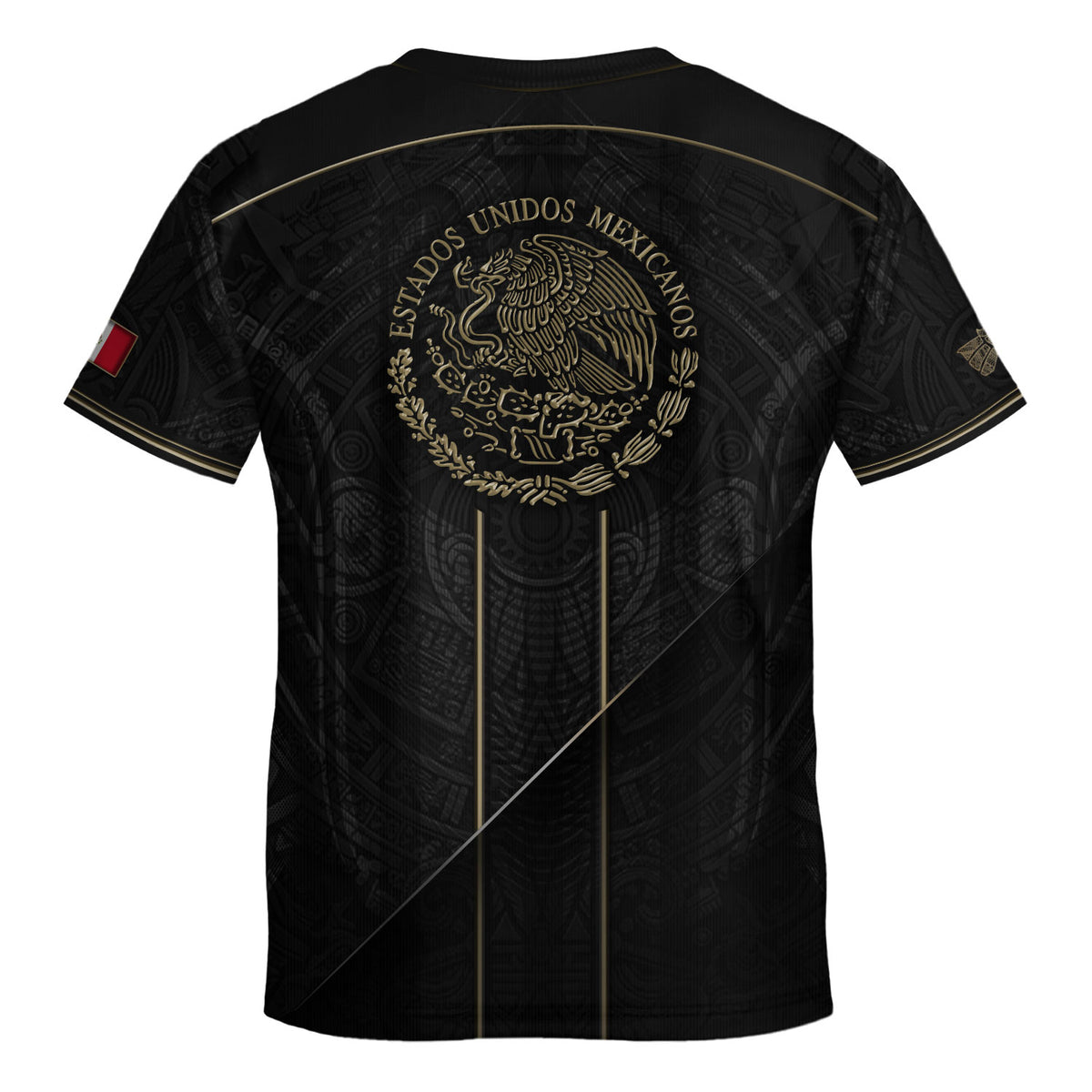 Mexico Youth Football Kit Black Gold Aztec Design Kids Soccer Uniform Elite Sportswear Top