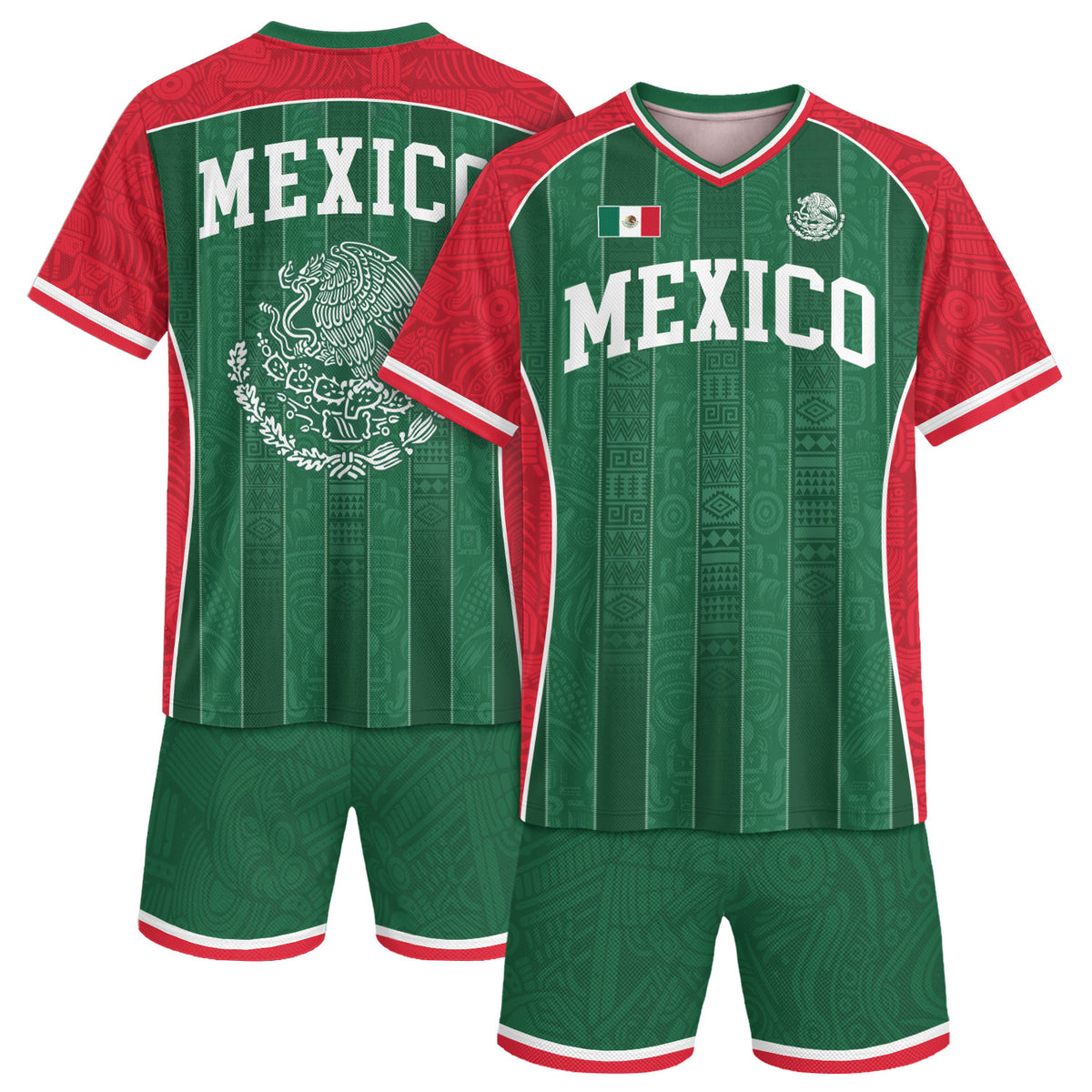 Mexico Soccer Jersey Unisex V Neck Shirt Traditional Mexican Football Fan Apparel