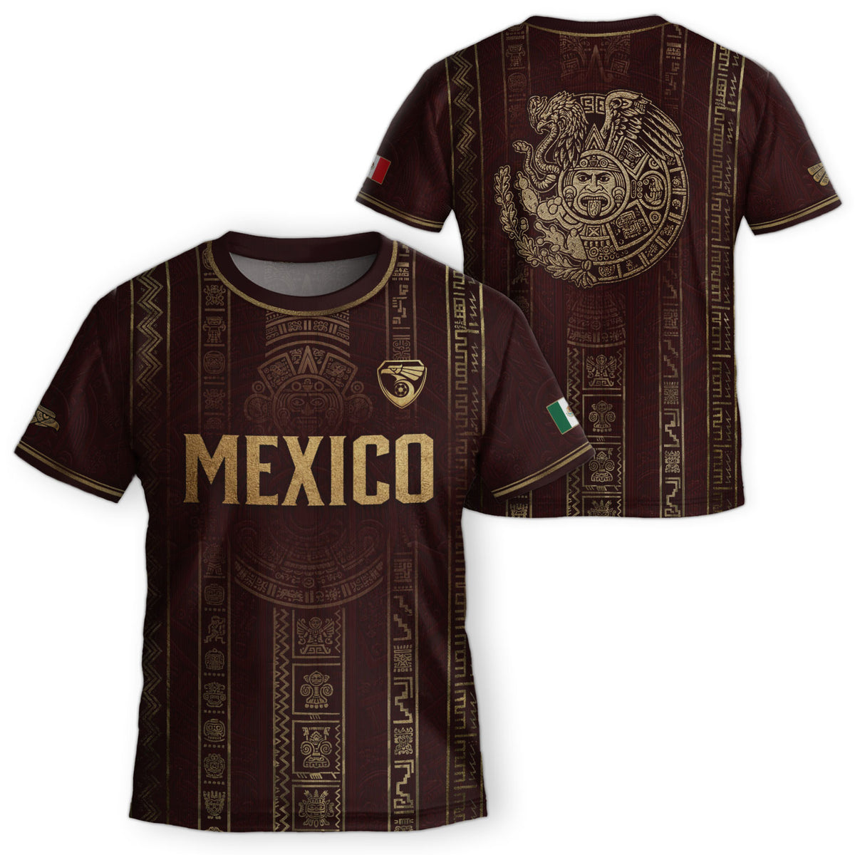 Camiseta de fútbol juvenil con estampado vertical del Águila Dorada Negra de México