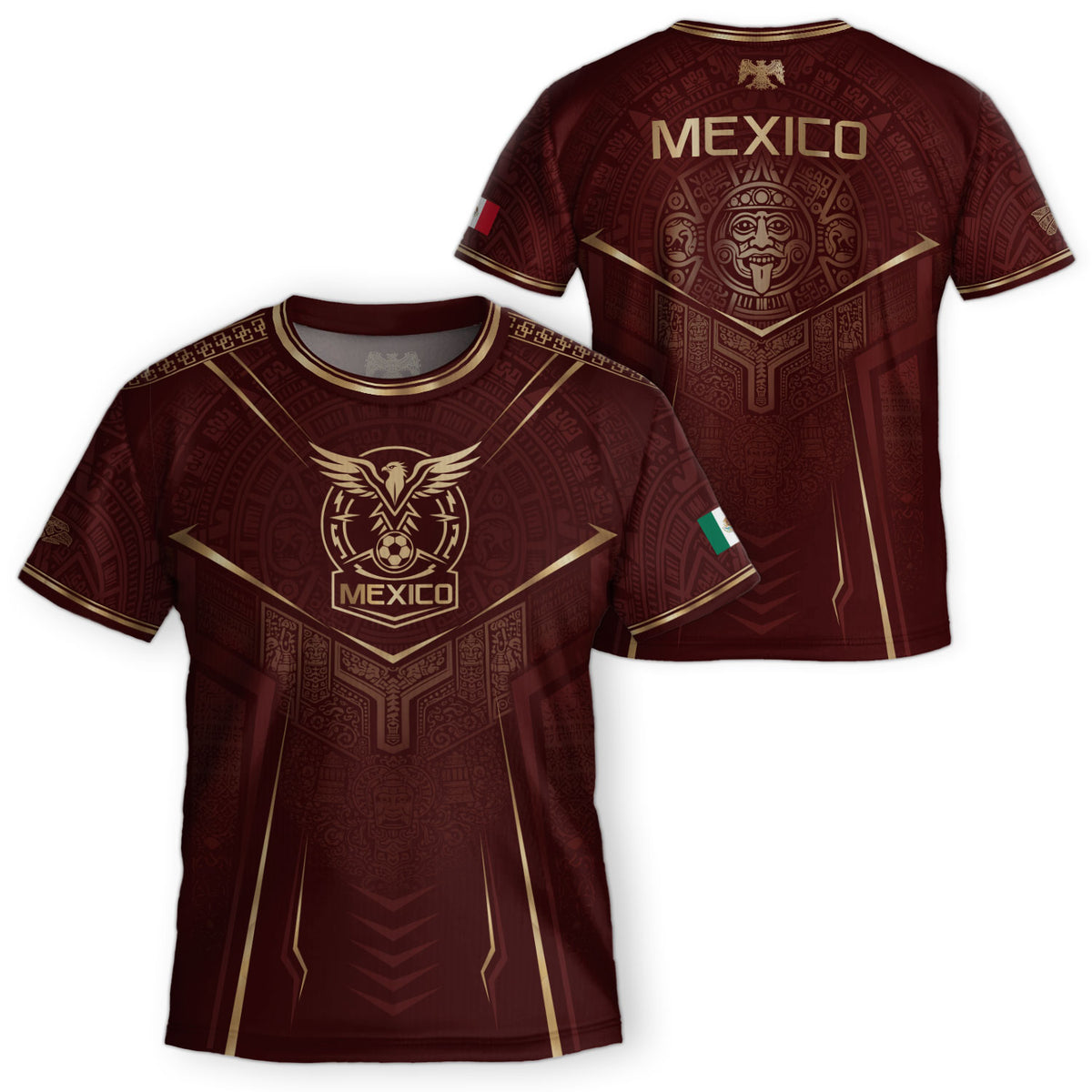Camiseta de fútbol juvenil con estampado vertical del Águila Dorada Negra de México