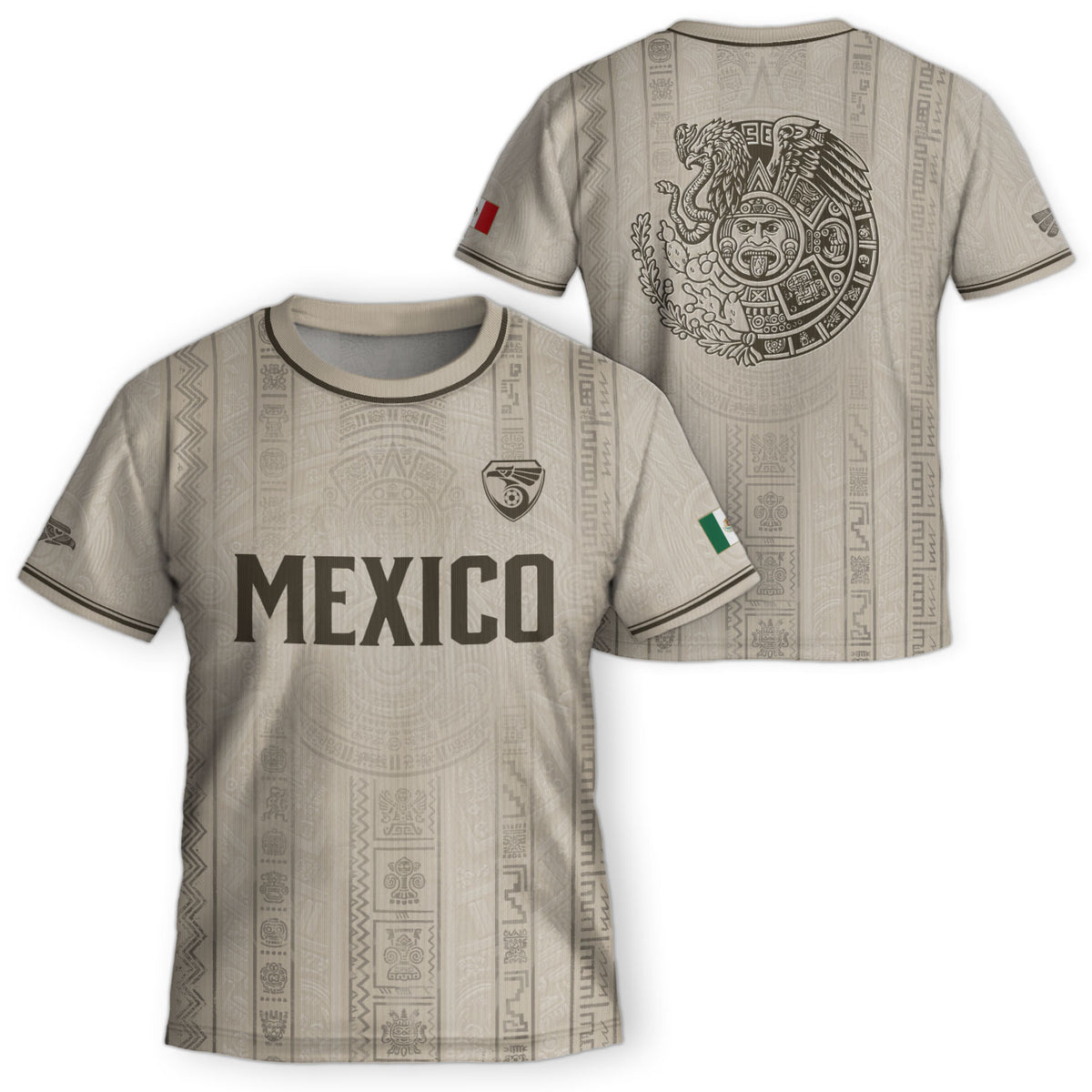 Camiseta de fútbol juvenil con estampado vertical del Águila Dorada Negra de México