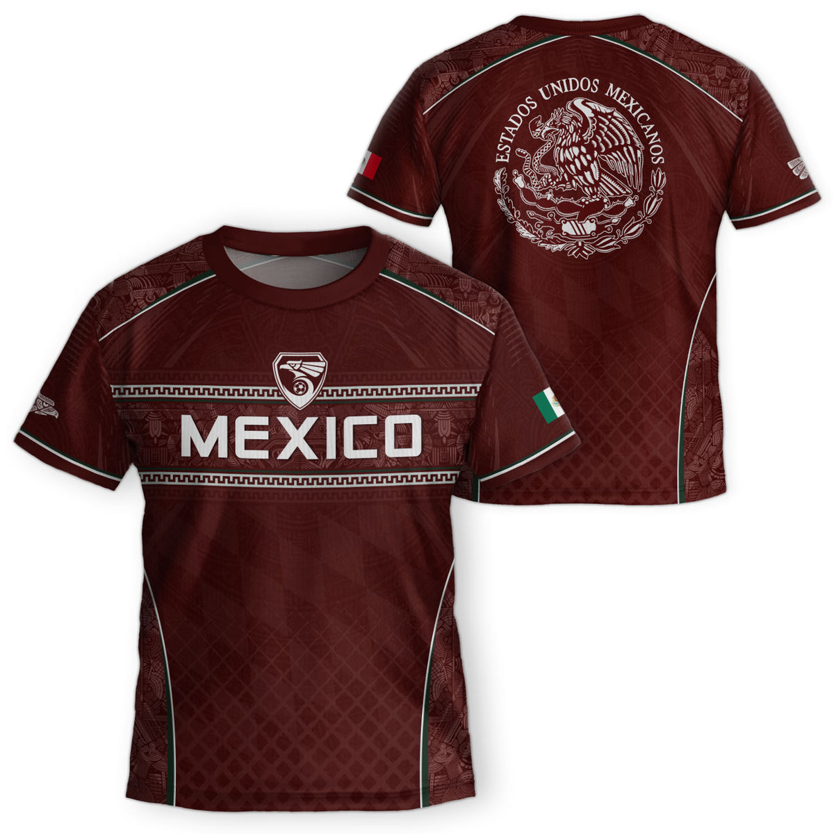 Mexico Soccer Jersey Youth Maroon Aztec Eagle Football Shirt Classic Fan Wear