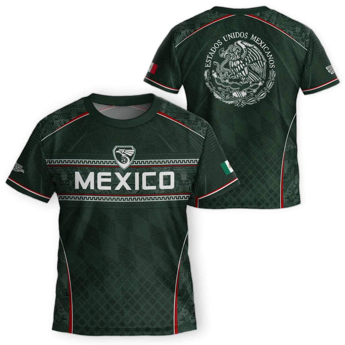 Camiseta de fútbol juvenil con estampado vertical del Águila Dorada Negra de México