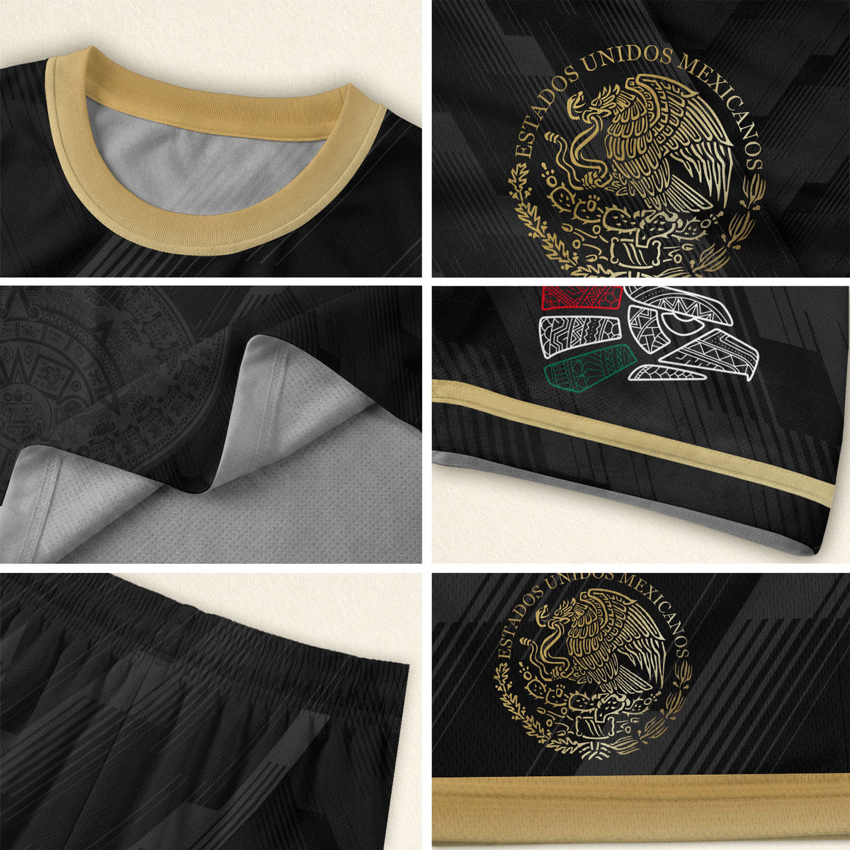 Mexico Soccer Jersey Black Style with Subtle Aztec Design
