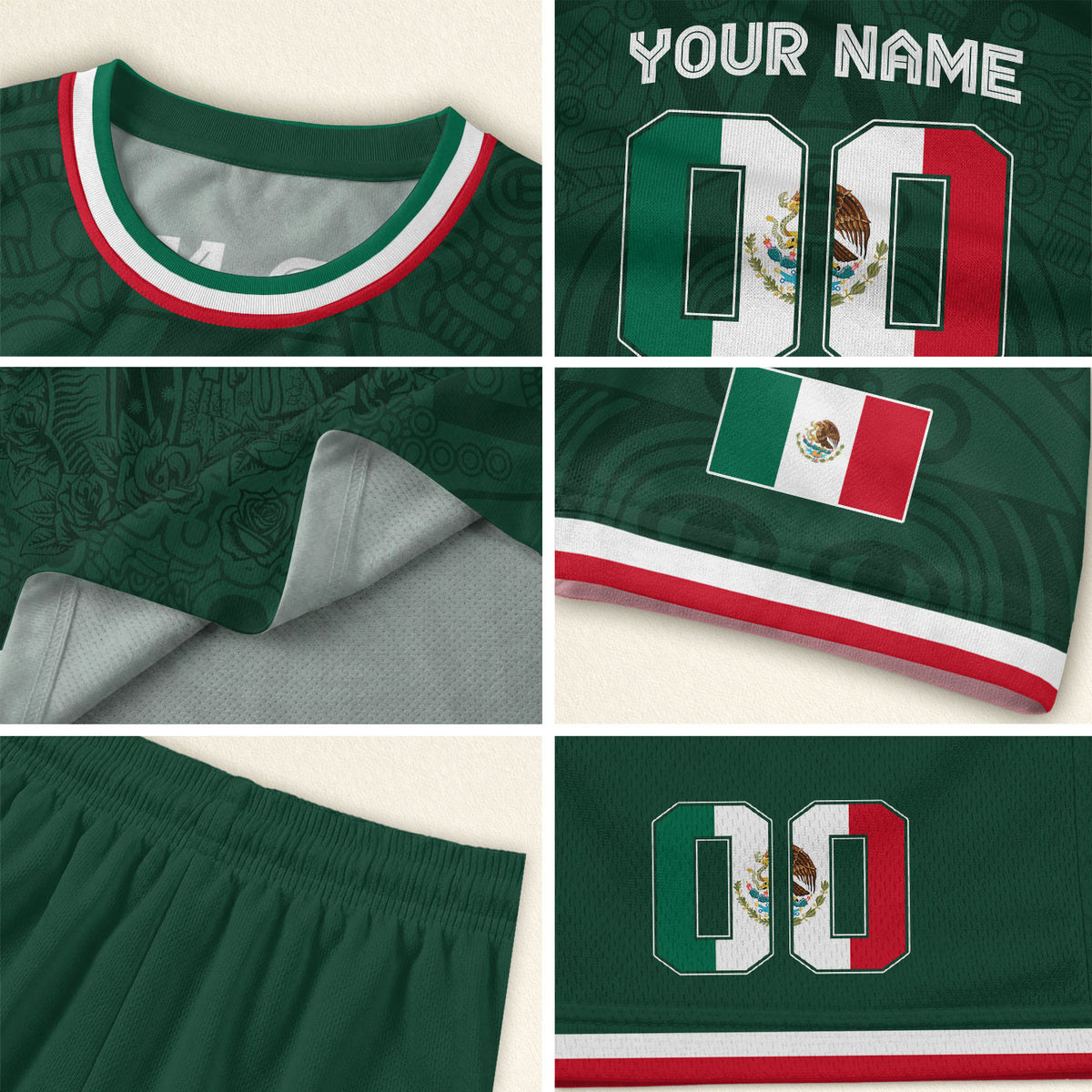Custom Mexico Green Virgin of Guadalupe Soccer Jersey