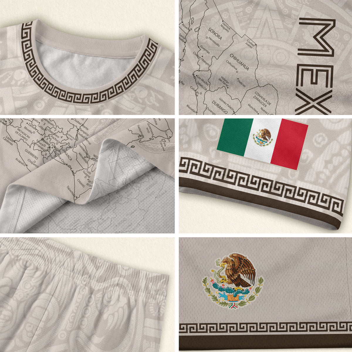 Camiseta de fútbol premium con emblema de águila azteca verde y dorado de México