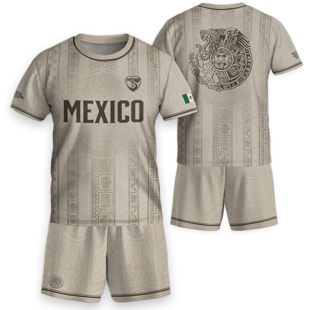 Camiseta de fútbol juvenil con estampado vertical del Águila Dorada Negra de México