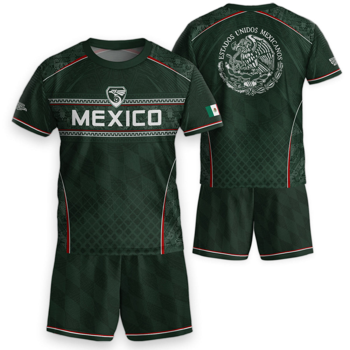 Camiseta de fútbol juvenil con estampado vertical del Águila Dorada Negra de México