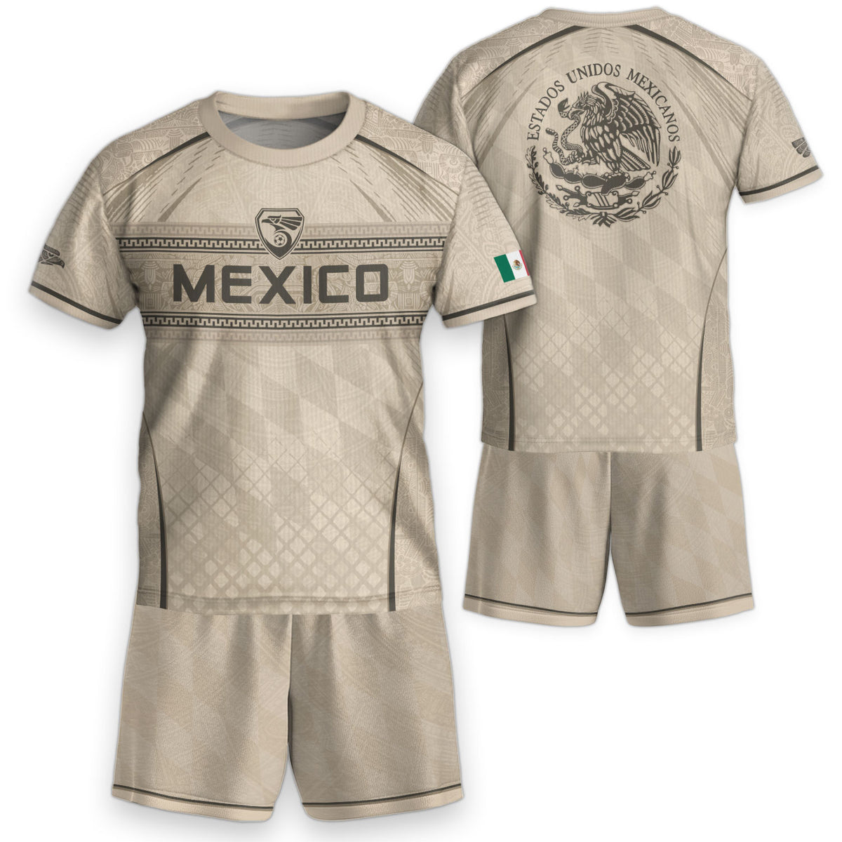 Camiseta de fútbol juvenil con estampado vertical del Águila Dorada Negra de México
