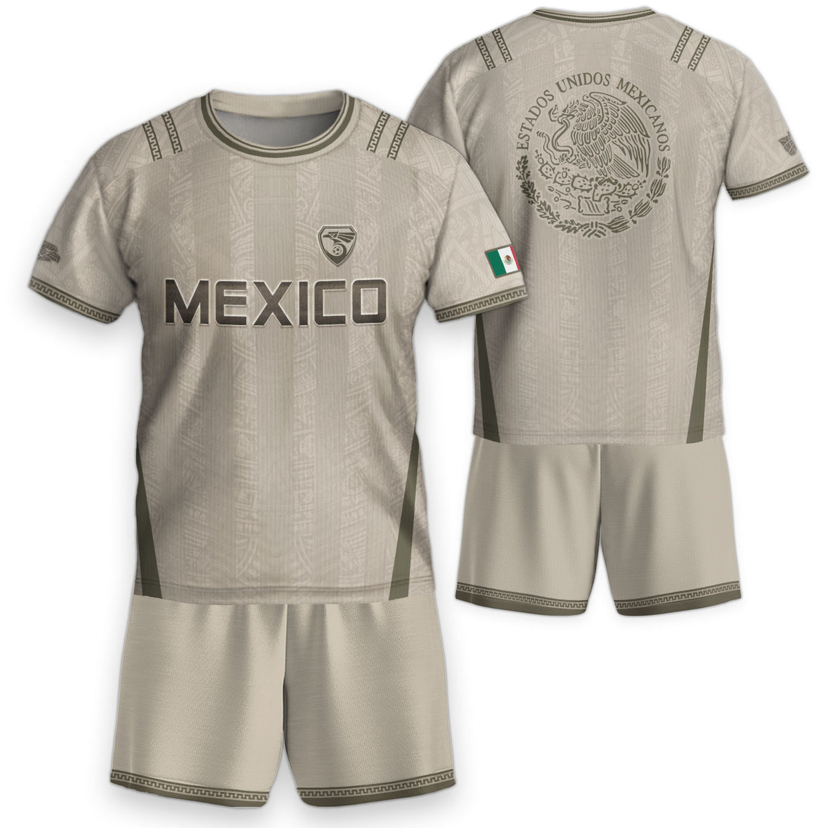 Camiseta de fútbol juvenil con estampado vertical del Águila Dorada Negra de México