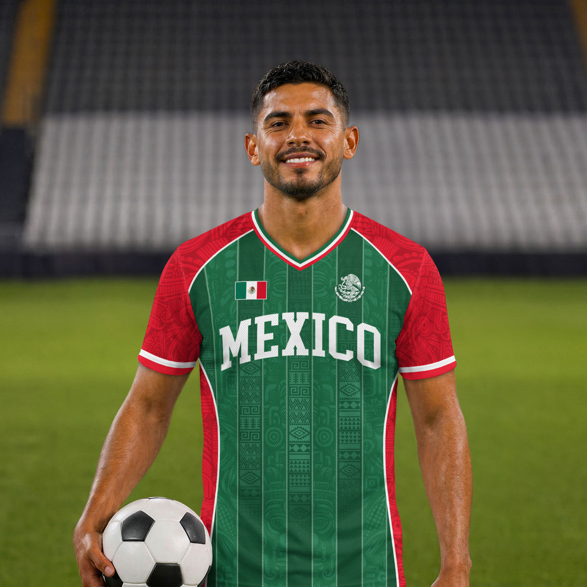 Mexico Soccer Jersey Unisex V Neck Shirt Traditional Mexican Football Fan Apparel