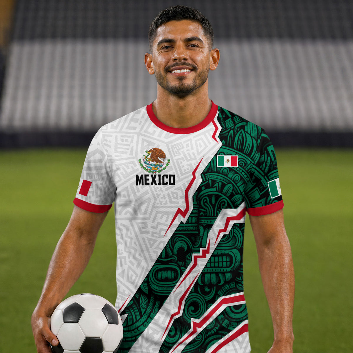 Mexico White Aztec Eagle Design Soccer Jersey