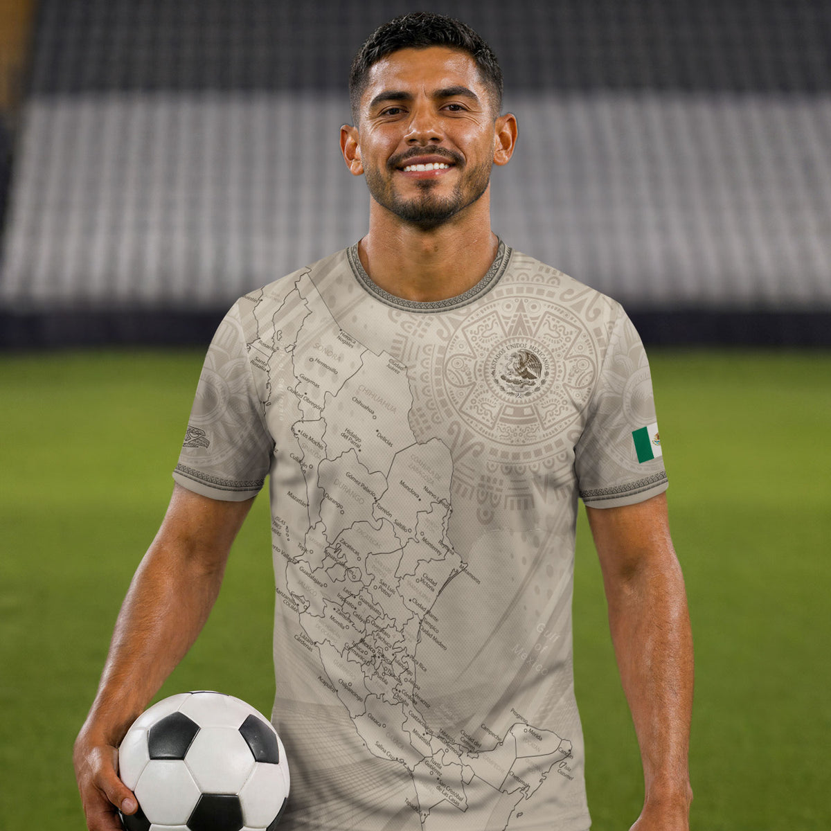Mexico Beige Map Design Aztec Heritage Pride Soccer Jersey
