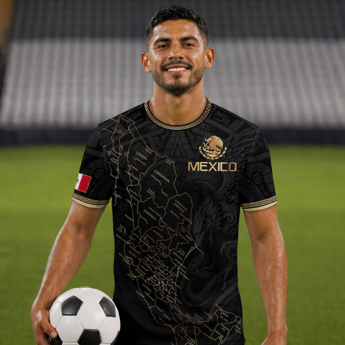 Mexico Soccer Jersey Black Mexico Map - Mexico National Team Fan Football