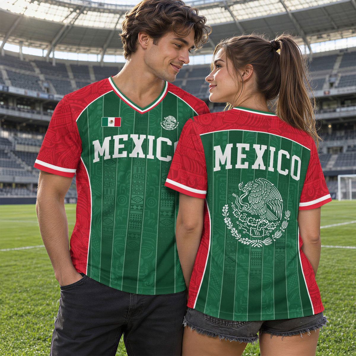 Mexico Soccer Jersey Unisex V Neck Shirt Traditional Mexican Football Fan Apparel