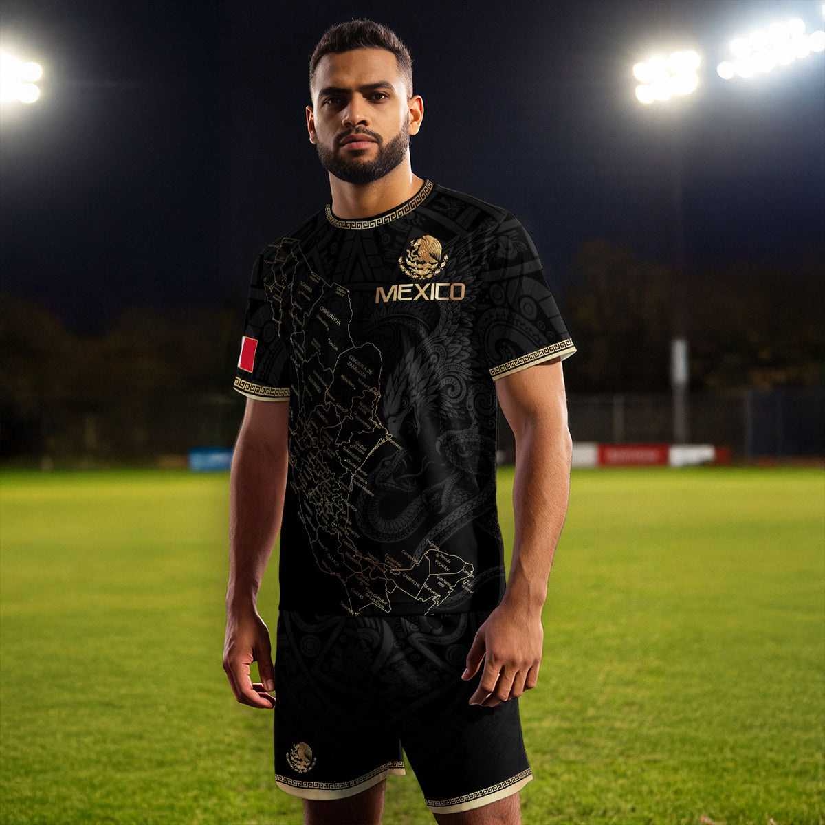 Mexico Soccer Jersey Black Mexico Map - Mexico National Team Fan Football